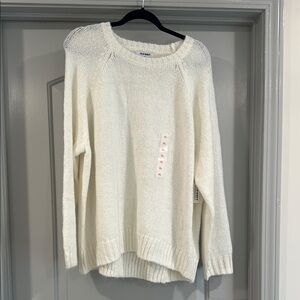 Old Navy Cream Crew Neck Sweater Cozy Knit